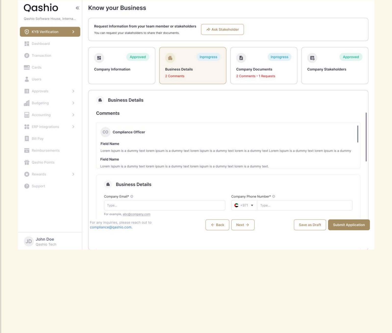 KYB onboarding before and after the redesign — drag to compare